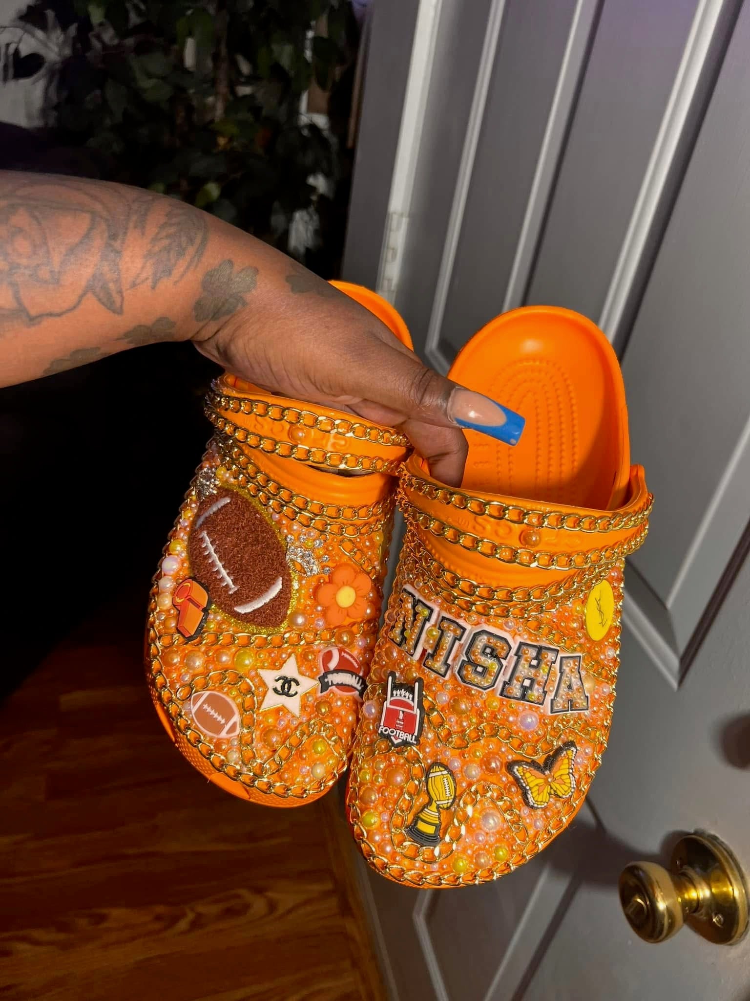 Women Football Theme Crocs